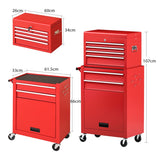 NNECW 6-Drawer Rolling Lockable Tool Chest for Garage &amp; Factory &amp; Workshop -Red