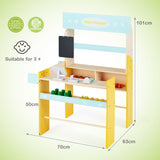 NNECW Kid's Pretend Play Grocery Store with Wooden Cash Register for Boys/Girls