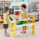NNECW Kid's Pretend Play Grocery Store with Wooden Cash Register for Boys/Girls