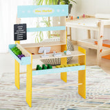 NNECW Kid's Pretend Play Grocery Store with Wooden Cash Register for Boys/Girls