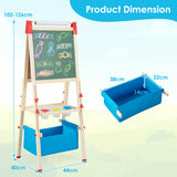 NNECW Adjustable Height Double Sided Easel with Magnetic Chalkboard for Toddlers