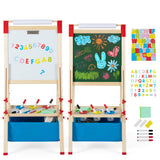 NNECW Adjustable Height Double Sided Easel with Magnetic Chalkboard for Toddlers