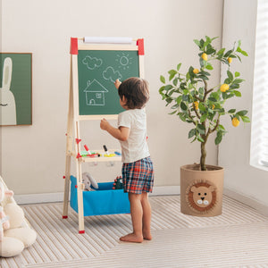 NNECW Adjustable Height Double Sided Easel with Magnetic Chalkboard for Toddlers
