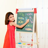 NNECW Adjustable Height Double Sided Easel with Magnetic Chalkboard for Toddlers