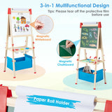 NNECW Adjustable Height Double Sided Easel with Magnetic Chalkboard for Toddlers