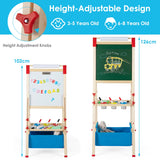 NNECW Adjustable Height Double Sided Easel with Magnetic Chalkboard for Toddlers