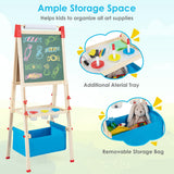 NNECW Adjustable Height Double Sided Easel with Magnetic Chalkboard for Toddlers