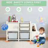 NNECW Truck-shaped Toddler Storage Cabinet with Bins & Drawers Gray