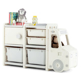 NNECW Truck-shaped Toddler Storage Cabinet with Bins & Drawers Gray
