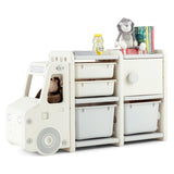 NNECW Truck-shaped Toddler Storage Cabinet with Bins & Drawers Gray