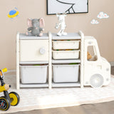 NNECW Truck-shaped Toddler Storage Cabinet with Bins & Drawers Gray