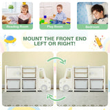 NNECW Truck-shaped Toddler Storage Cabinet with Bins & Drawers Gray