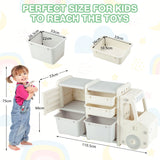 NNECW Truck-shaped Toddler Storage Cabinet with Bins & Drawers Gray
