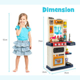 NNECW Kids Play Kitchen Set with 65 Pieces Accessories &amp; Pretend Steam-Blue