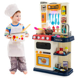 NNECW Kids Play Kitchen Set with 65 Pieces Accessories &amp; Pretend Steam-Blue