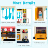 NNECW Kids Play Kitchen Set with 65 Pieces Accessories &amp; Pretend Steam-Blue