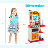 NNECW Kids Play Kitchen Set with 65 Pieces Accessories &amp; Pretend Steam-Pink