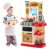 NNECW Kids Play Kitchen Set with 65 Pieces Accessories &amp; Pretend Steam-Pink