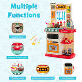 NNECW Kids Play Kitchen Set with 65 Pieces Accessories &amp; Pretend Steam-Pink