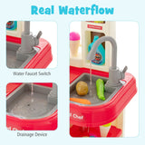 NNECW Kids Play Kitchen Set with 65 Pieces Accessories &amp; Pretend Steam-Pink