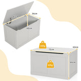 NNECW Wooden Storage Organizer with Safety Hinged Lid for 3-12 Years Old Kids