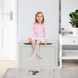 NNECW Wooden Storage Organizer with Safety Hinged Lid for 3-12 Years Old Kids