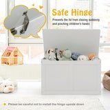 NNECW Wooden Storage Organizer with Safety Hinged Lid for 3-12 Years Old Kids