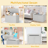 NNECW Wooden Storage Organizer with Safety Hinged Lid for 3-12 Years Old Kids