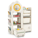 NNECW Kids Toy Storage Organizer with Mobile Trolley for Playroom