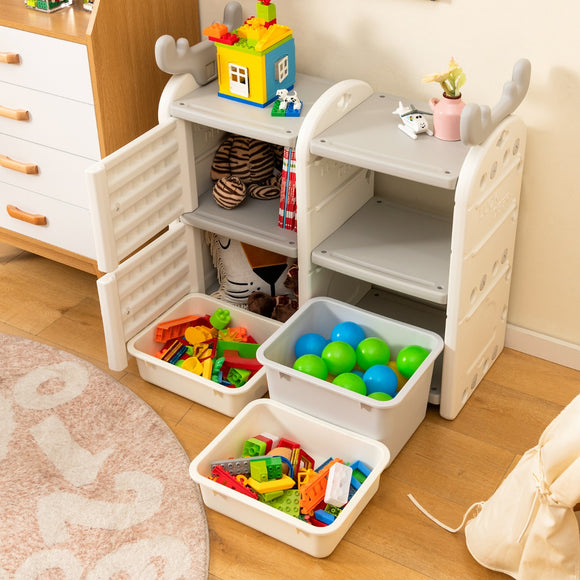 NNECW Kids Toy Storage Organizer with Antler Top for Playroom