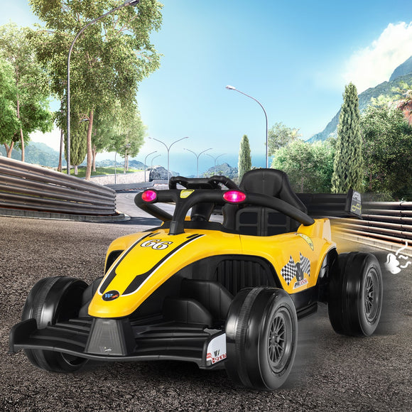 NNECW 12V Kids Electric Ride on Car with Remote Control 3-7 Years Old-Yellow