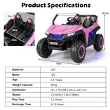 NNECW 12V 2-Seater Kids Ride On Car  with Light Music &amp;amp; Electric Remote Control-Pink