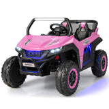 NNECW 12V 2-Seater Kids Ride On Car  with Light Music &amp;amp; Electric Remote Control-Pink