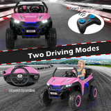 NNECW 12V 2-Seater Kids Ride On Car  with Light Music &amp;amp; Electric Remote Control-Pink