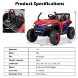 NNECW 12V 2-Seater Kids Ride On Car  with Light Music &amp;amp; Electric Remote Control-Red