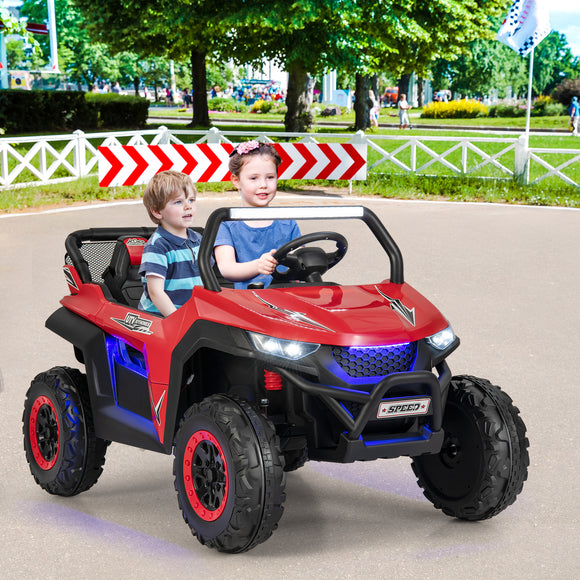 NNECW 12V 2-Seater Kids Ride On Car  with Light Music &amp; Electric Remote Control-Red