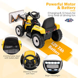 NNECW 12V Kids Ride on Excavator with Adjustable Arm and Bucket-Yellow