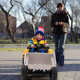 NNECW 12V Kids Ride on Excavator with Adjustable Arm and Bucket-Yellow