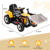 NNECW 12V Kids Ride on Excavator with Adjustable Arm and Bucket-Yellow