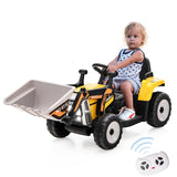 NNECW 12V Kids Ride on Excavator with Adjustable Arm and Bucket-Yellow