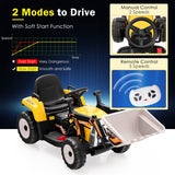 NNECW 12V Kids Ride on Excavator with Adjustable Arm and Bucket-Yellow