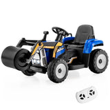 NNECW 12V Kids Ride on Road Roller with 2.4G Remote Control &amp; LED Lights-Blue