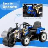 NNECW 12V Kids Ride on Road Roller with 2.4G Remote Control &amp; LED Lights-Blue