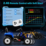 NNECW 12V Kids Ride on Road Roller with 2.4G Remote Control &amp; LED Lights-Blue