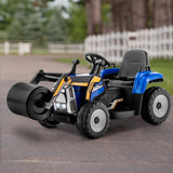 NNECW 12V Kids Ride on Road Roller with 2.4G Remote Control &amp; LED Lights-Blue