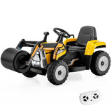 NNECW 12V Kids Ride on Road Roller with 2.4G Remote Control &amp; LED Lights-Yellow