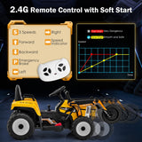 NNECW 12V Kids Ride on Road Roller with 2.4G Remote Control &amp; LED Lights-Yellow