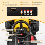 NNECW 12V Kids Ride on Road Roller with 2.4G Remote Control &amp; LED Lights-Yellow