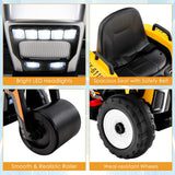 NNECW 12V Kids Ride on Road Roller with 2.4G Remote Control &amp; LED Lights-Yellow