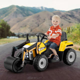 NNECW 12V Kids Ride on Road Roller with 2.4G Remote Control &amp; LED Lights-Yellow